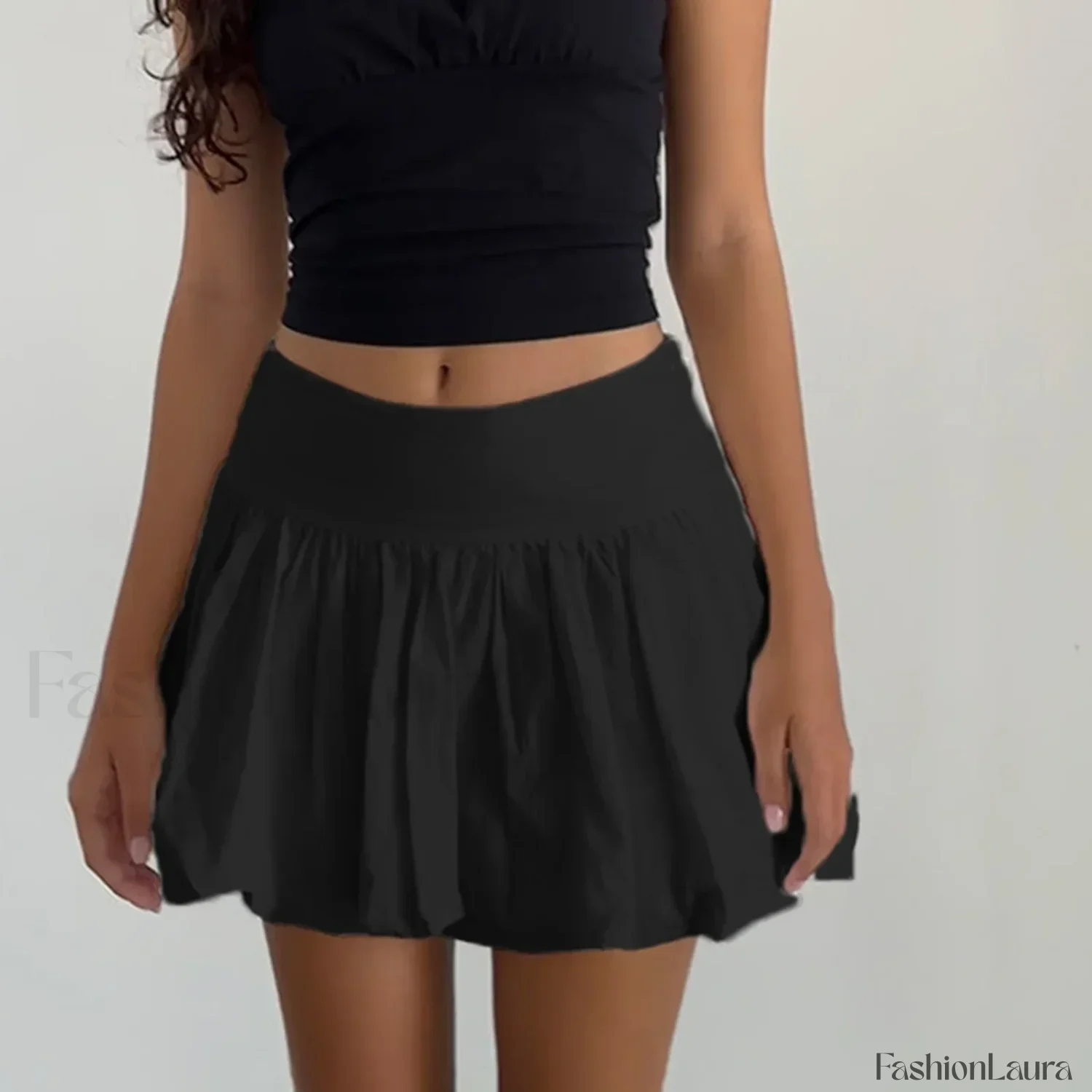Pleated Lantern Ruffle Hem Skirt - Image 13