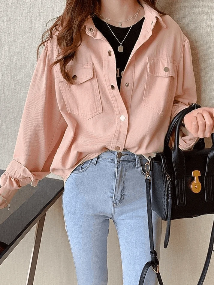 Pleated Long Sleeve Blouse - Image 6