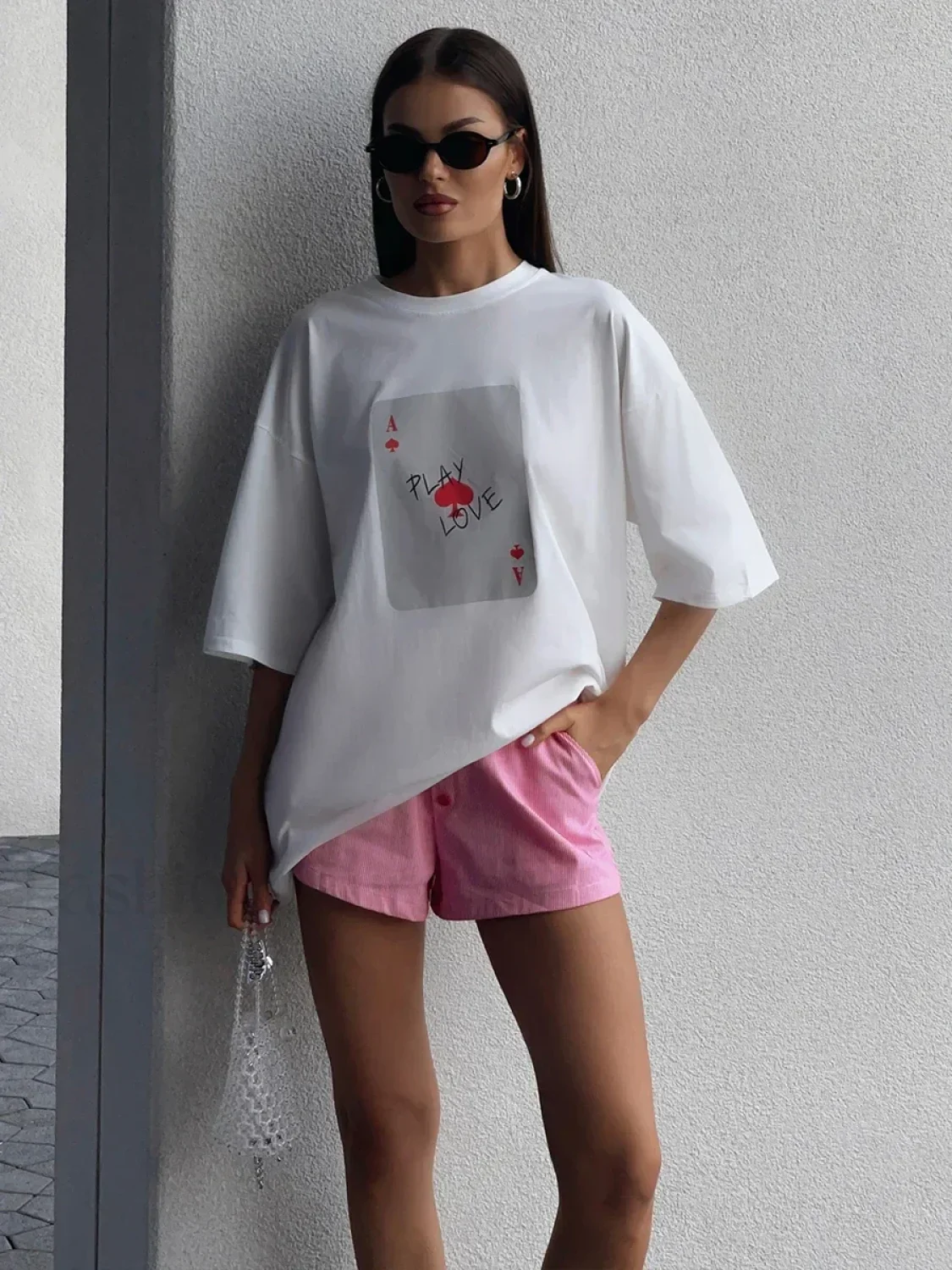 Poker Card Printed Loose Cotton T-Shirt
