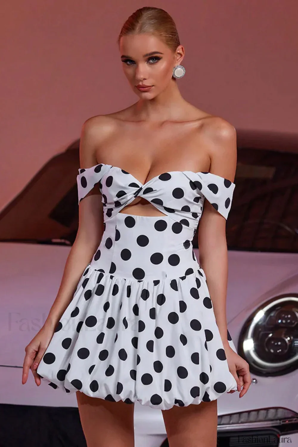 Polka Dot Printed Tube Top Backless Vacation Mini Dress - Image 15
