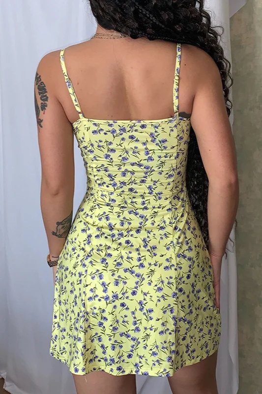 Printed Strap Slim Mini Floral Dress - Image 9