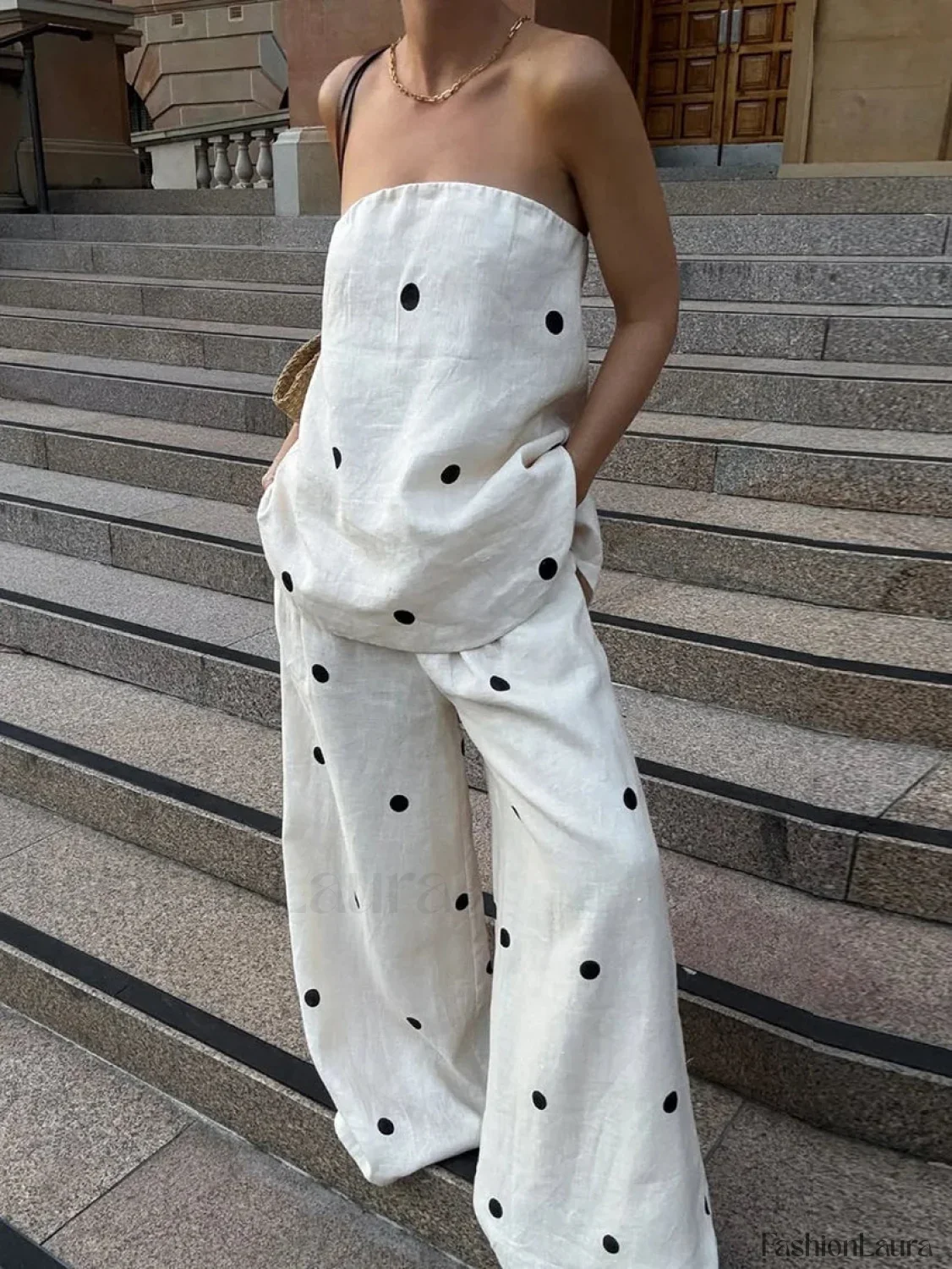 Printing Backless Sleeveless Pants Two Piece Set - Image 7