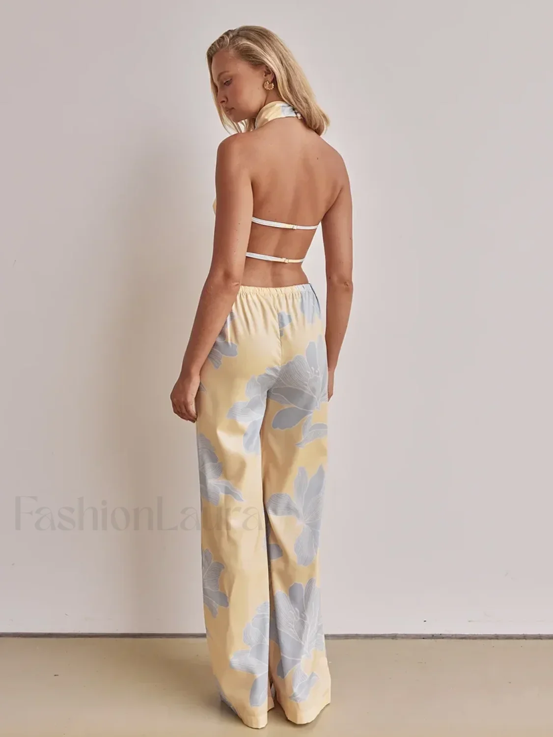 Printing Halter Backless Pants Two Piece Set - Image 5