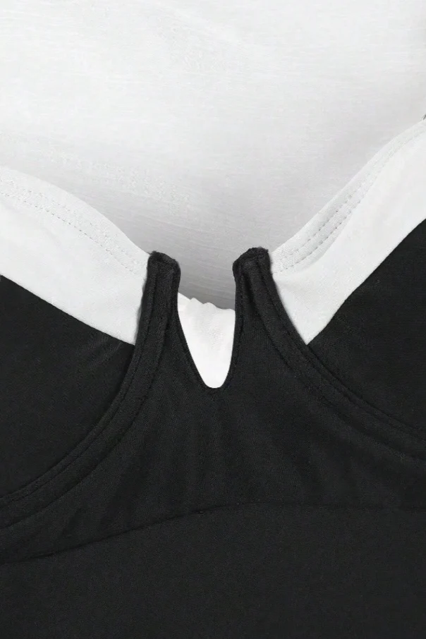 Retro Colorblock Halter Backless One Piece Swimwear - Image 6