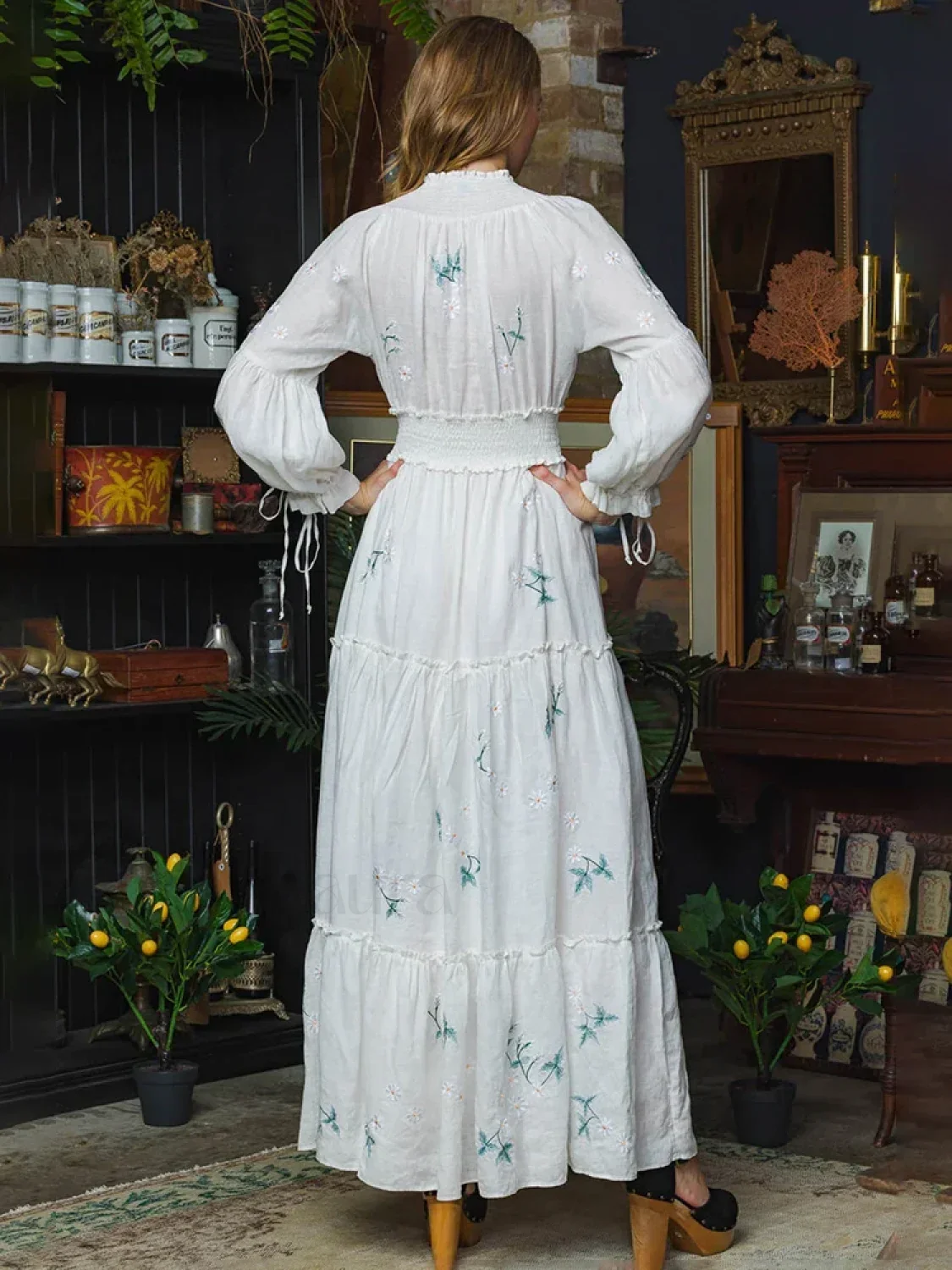 Retro V-Neck Elastic Boho Dress - Image 11