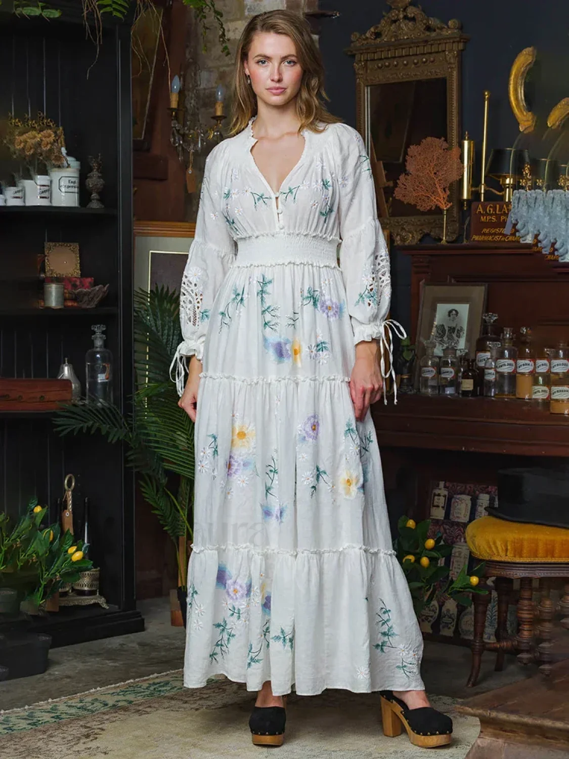 Retro V-Neck Elastic Boho Dress - Image 12