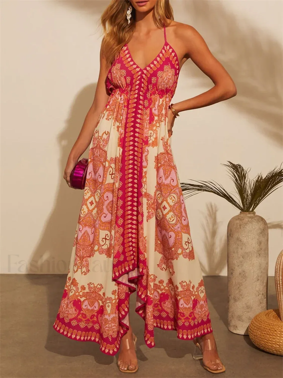 Retro V-Neck Maxi Floral Dress - Image 12