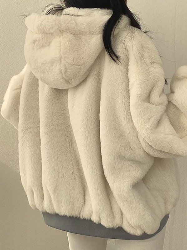 Reversible Oversize Fleece Hooded Jacket - Image 7