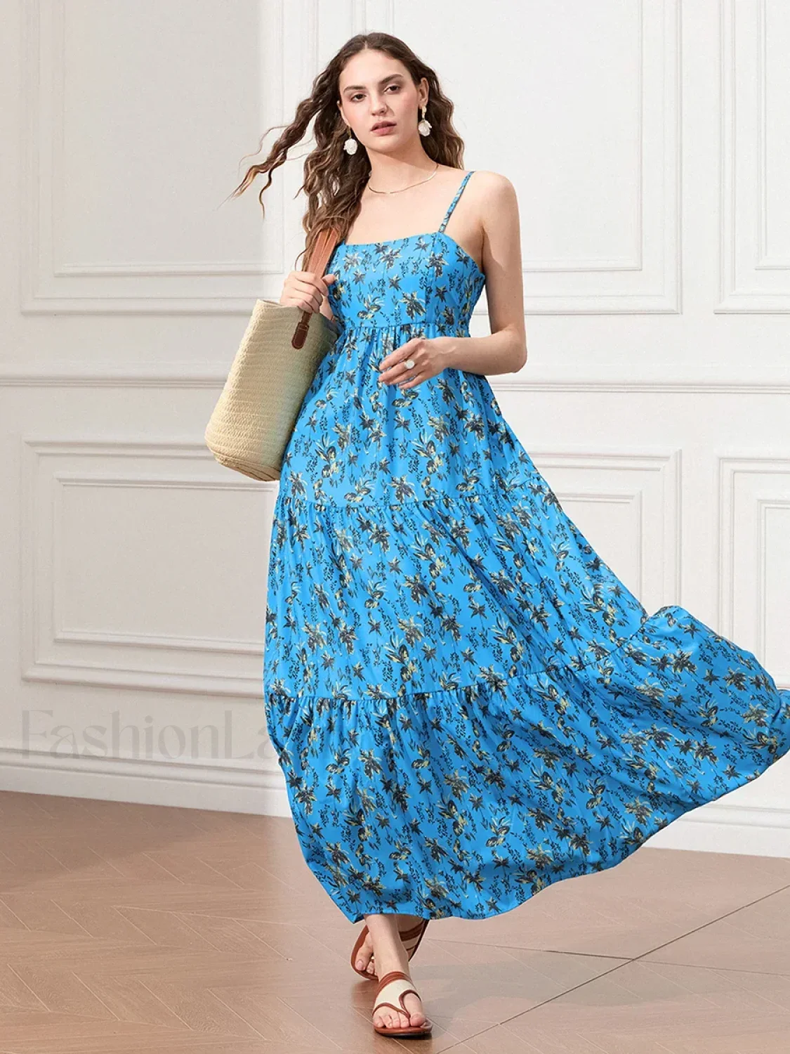 Ruched Floral A-Line Maxi Dress - Image 4