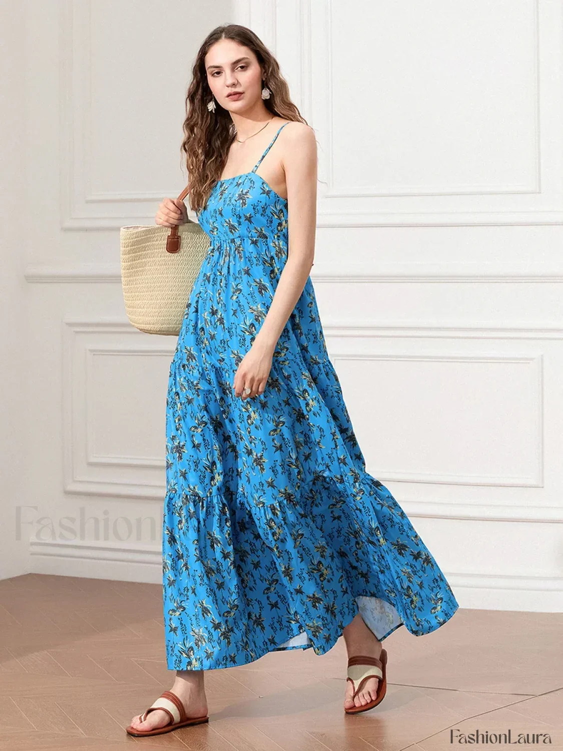 Ruched Floral A-Line Maxi Dress - Image 7