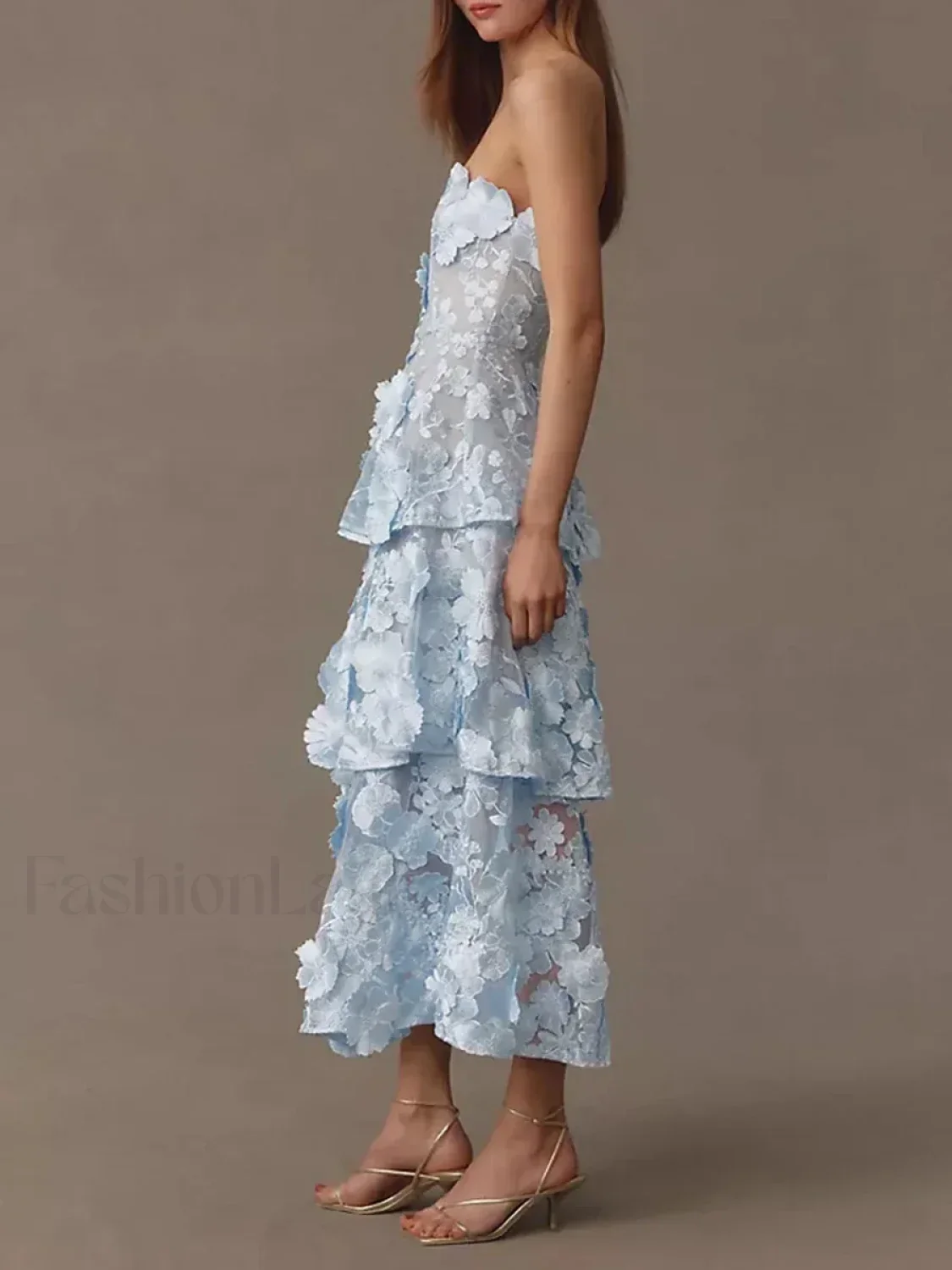 Ruffled Strapless Midi Dress - Image 4