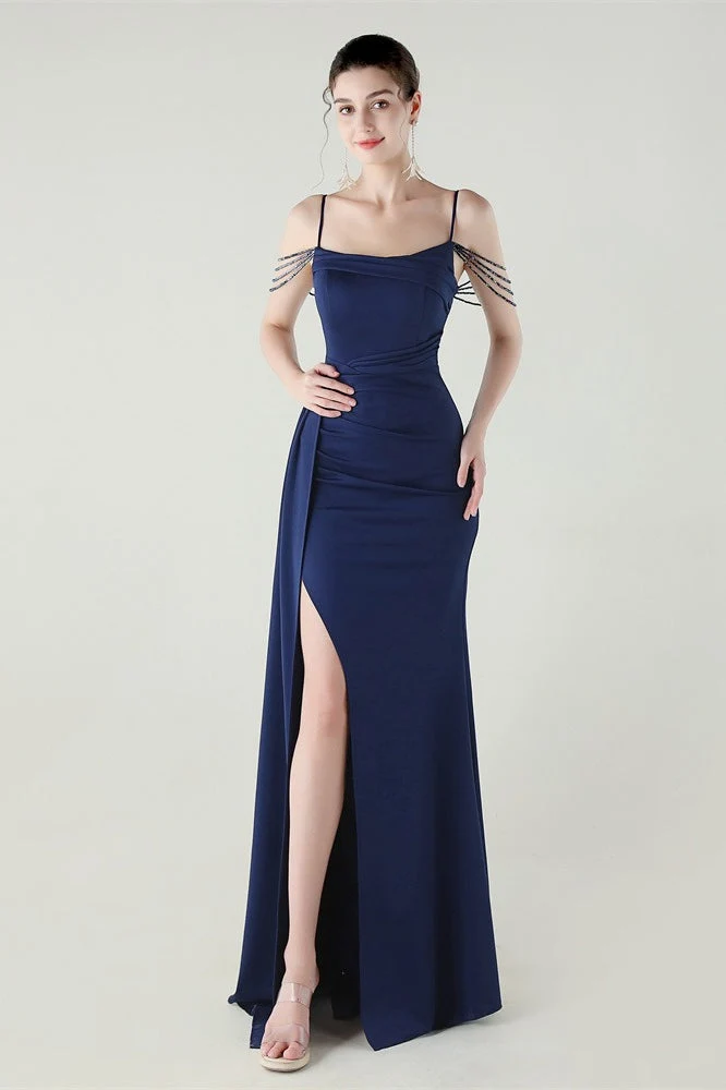 Satin Spaghetti Strap Mermaid Party Dress - Image 18