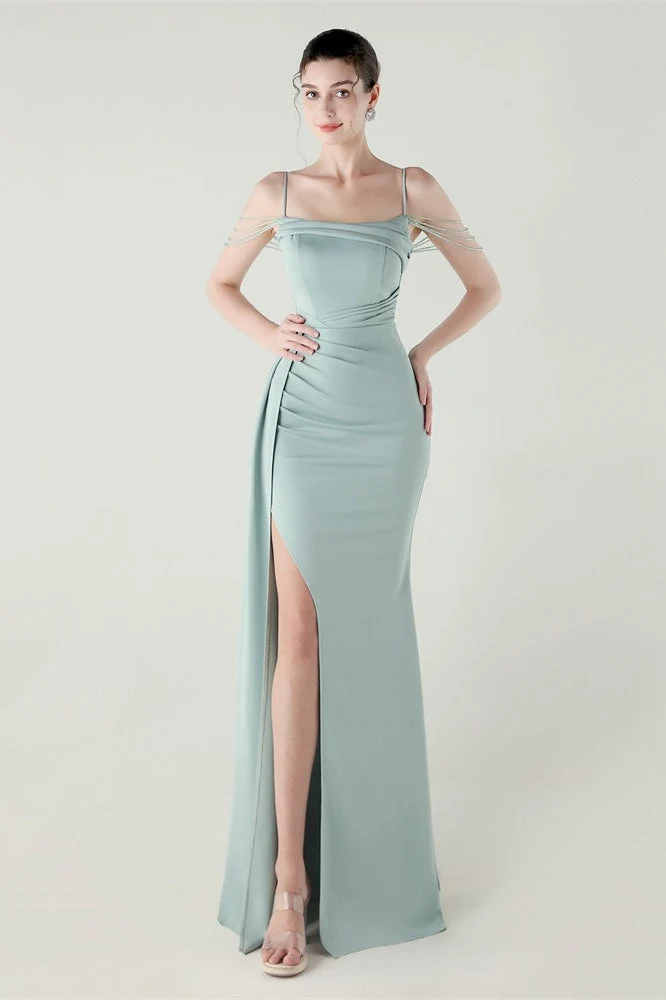 Satin Spaghetti Strap Mermaid Party Dress - Image 2