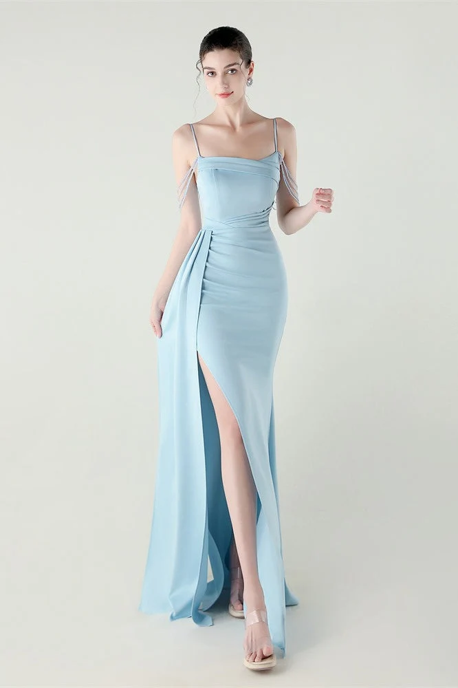 Satin Spaghetti Strap Mermaid Party Dress - Image 8