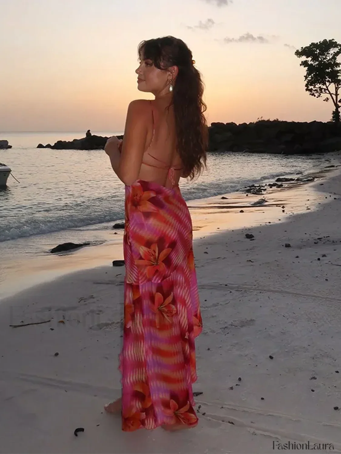 Sling Lace-Up Maxi Floral Dress - Image 18