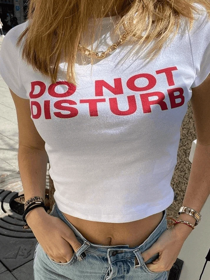Slogan Print White Crop Top - Image 12