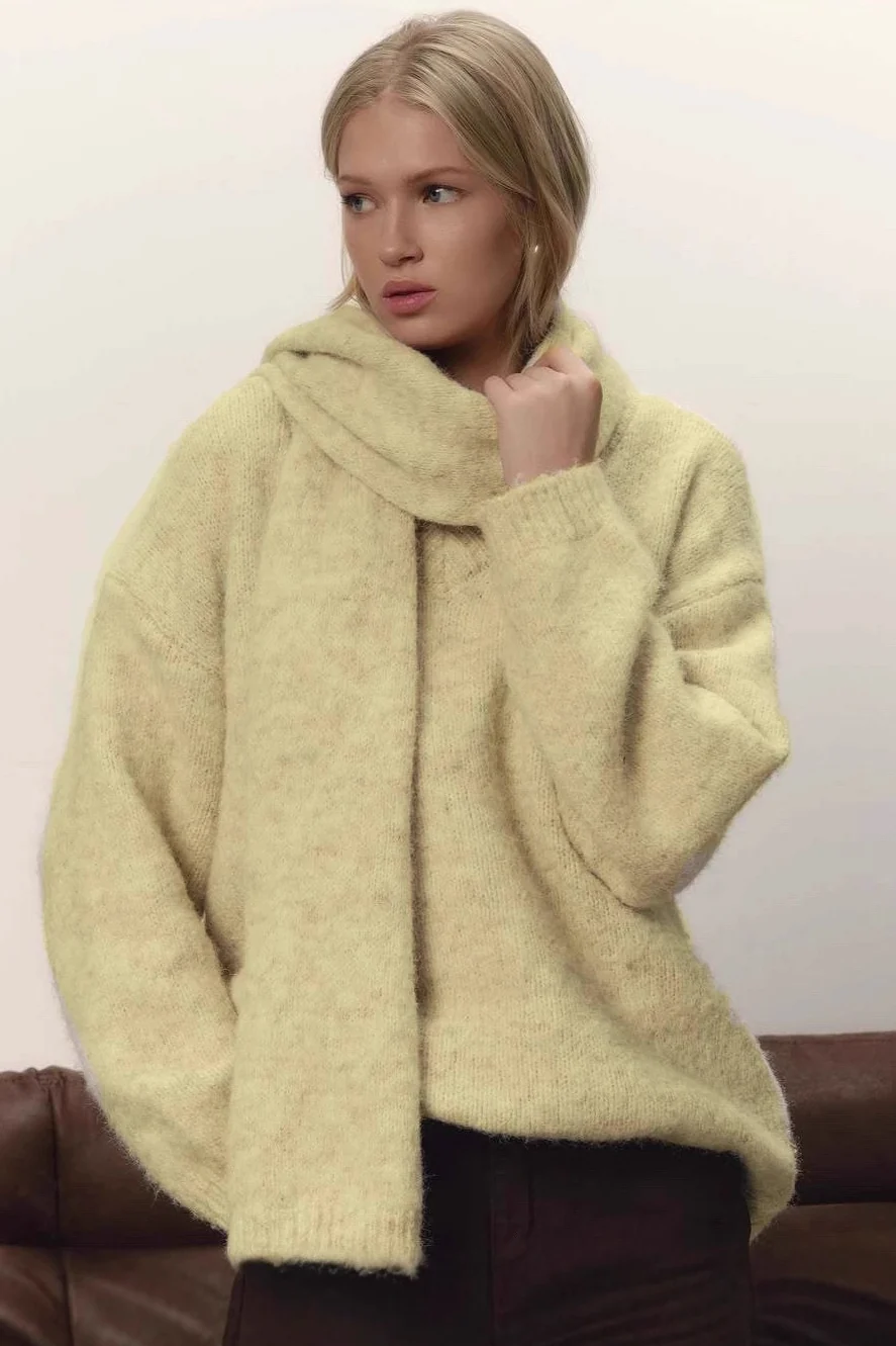 Soft Wool Loose V-Neck Solid Sweater - Image 7