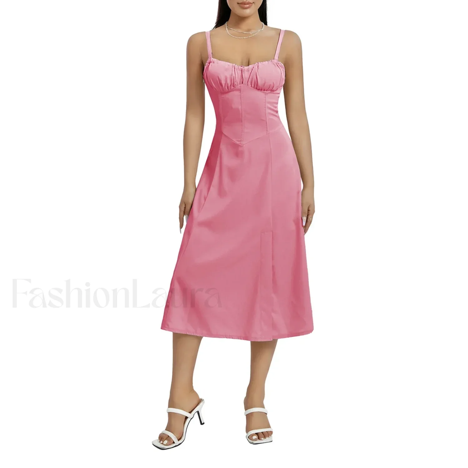 Solid Bandage A-Line Midi Dress - Image 14