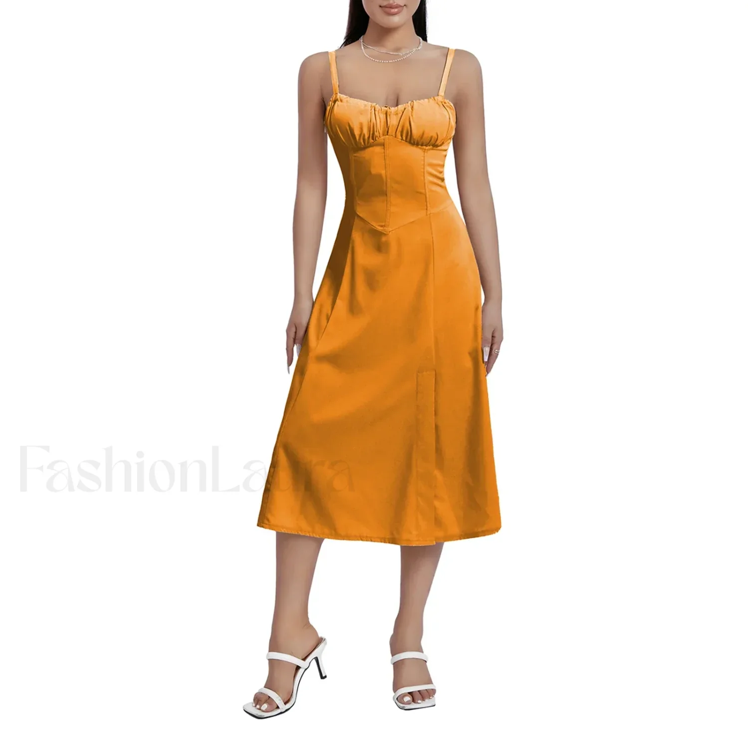 Solid Bandage A-Line Midi Dress - Image 15
