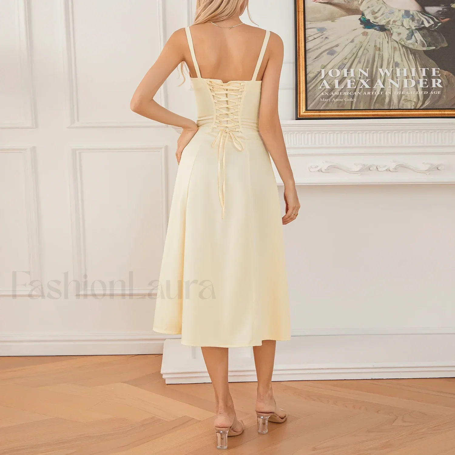 Solid Bandage A-Line Midi Dress - Image 19