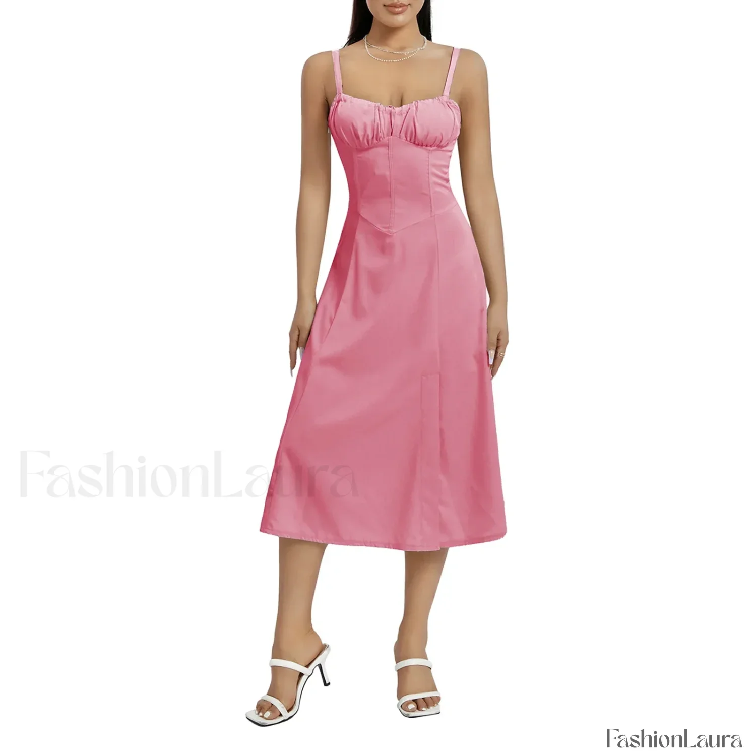 Solid Bandage A-Line Midi Dress - Image 23
