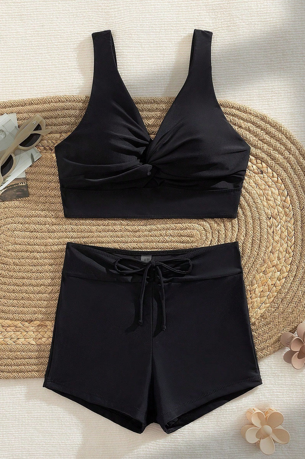 Black Boyshort Two Piece Swim Set - Image 4