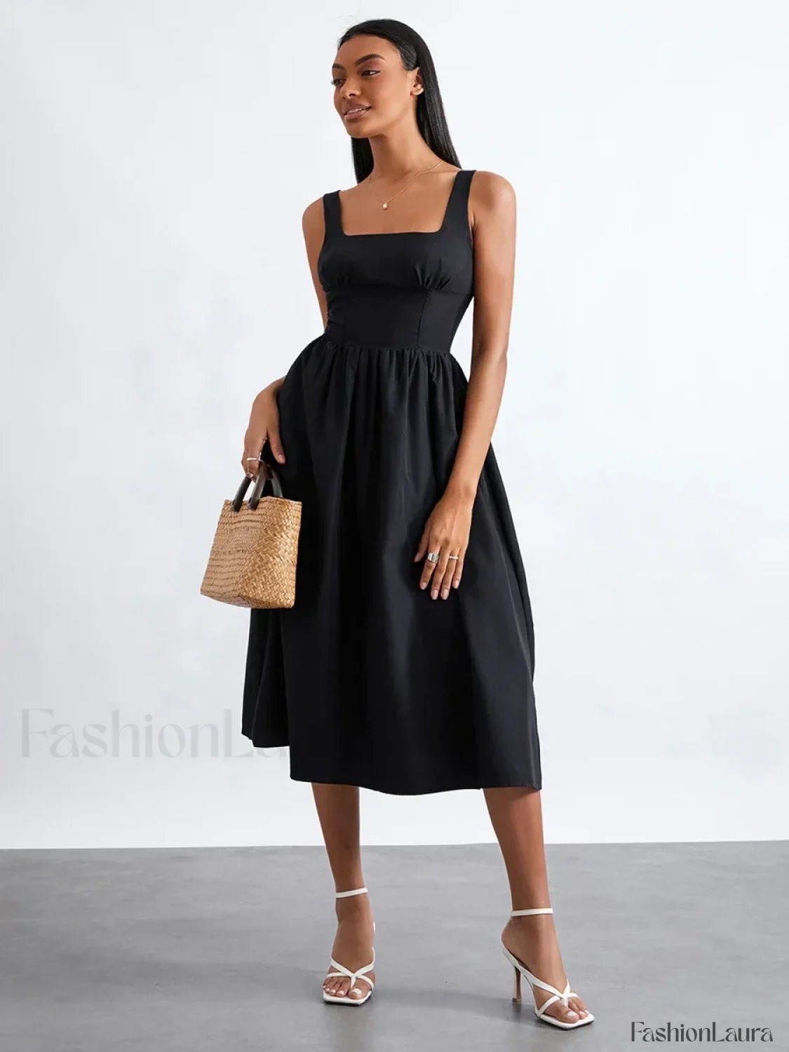 Solid Cami High-Waist Midi Dress - Image 11