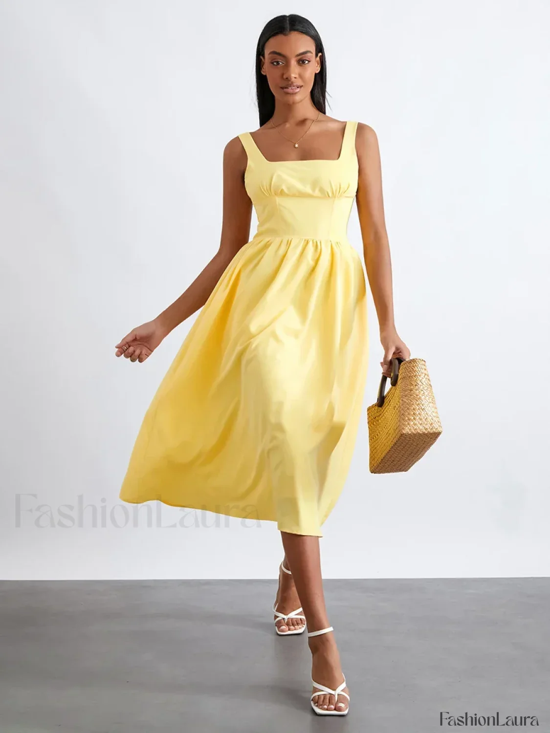 Solid Cami High-Waist Midi Dress - Image 12