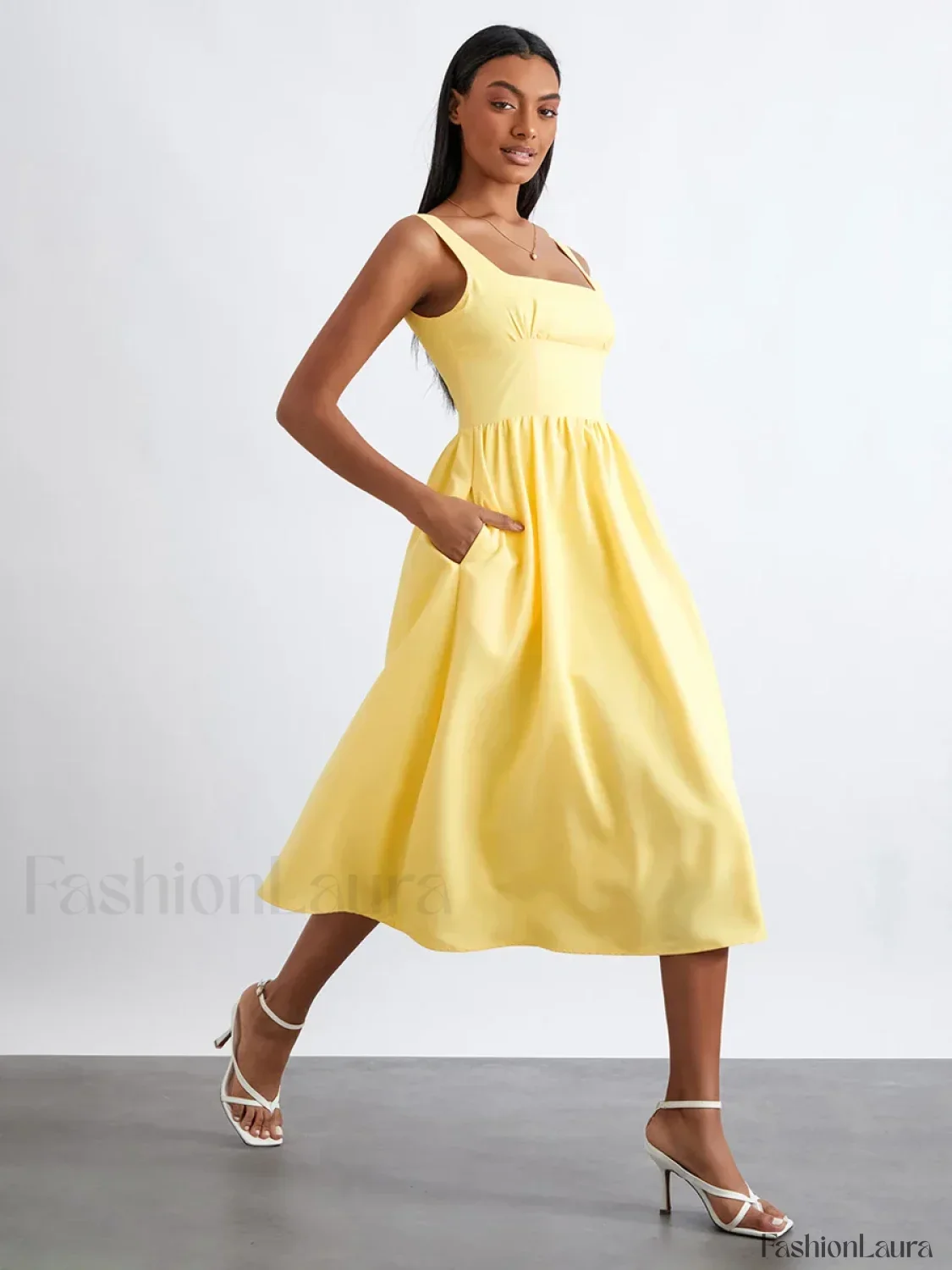 Solid Cami High-Waist Midi Dress - Image 13
