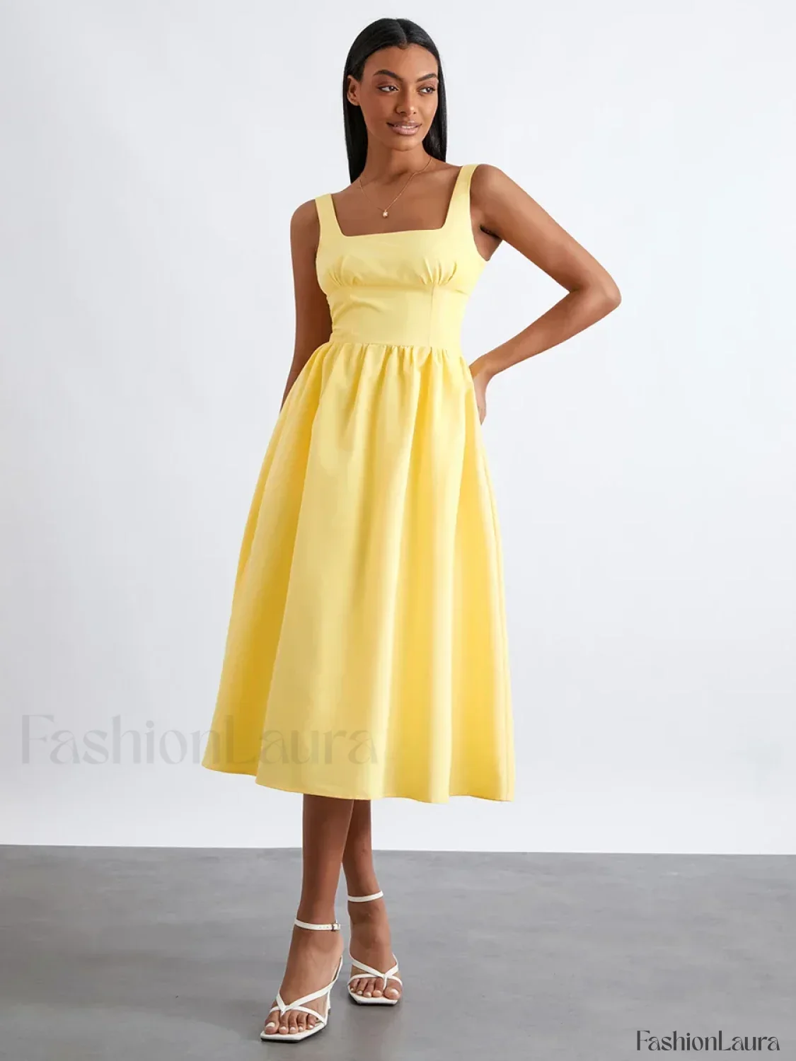 Solid Cami High-Waist Midi Dress - Image 14