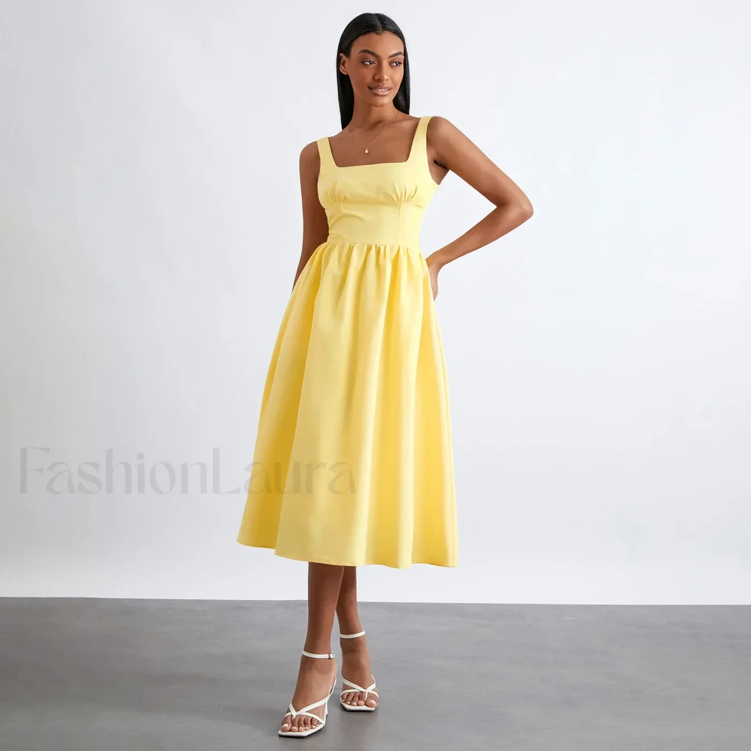 Solid Cami High-Waist Midi Dress - Image 6