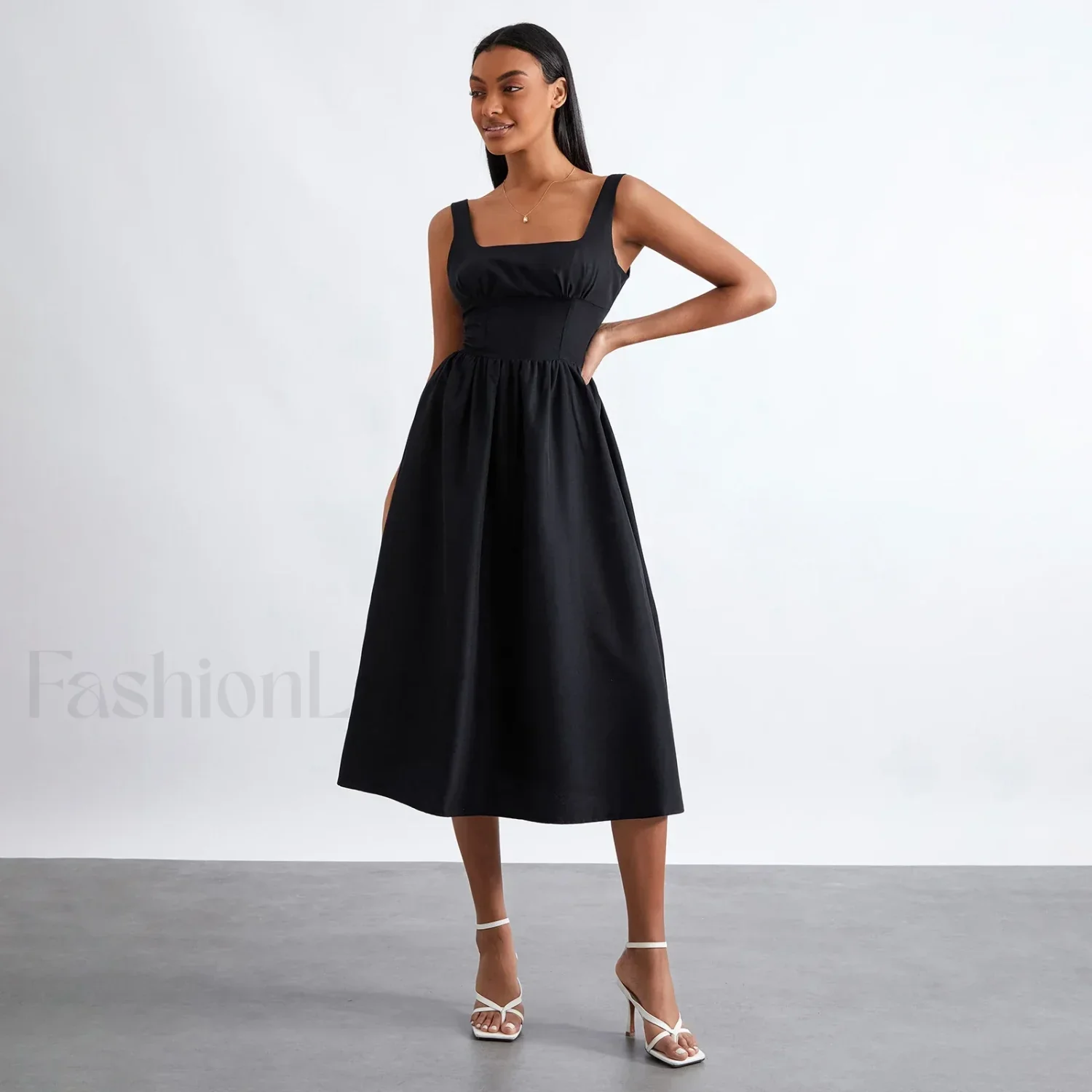Solid Cami High-Waist Midi Dress - Image 7