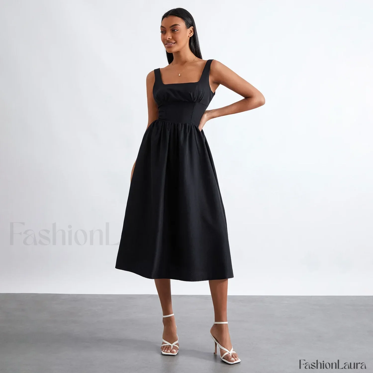 Solid Cami High-Waist Midi Dress - Image 8
