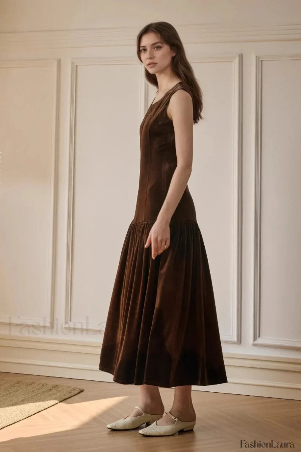 Solid Pleated Sleeveless Slim Fit Maxi Dress - Image 14