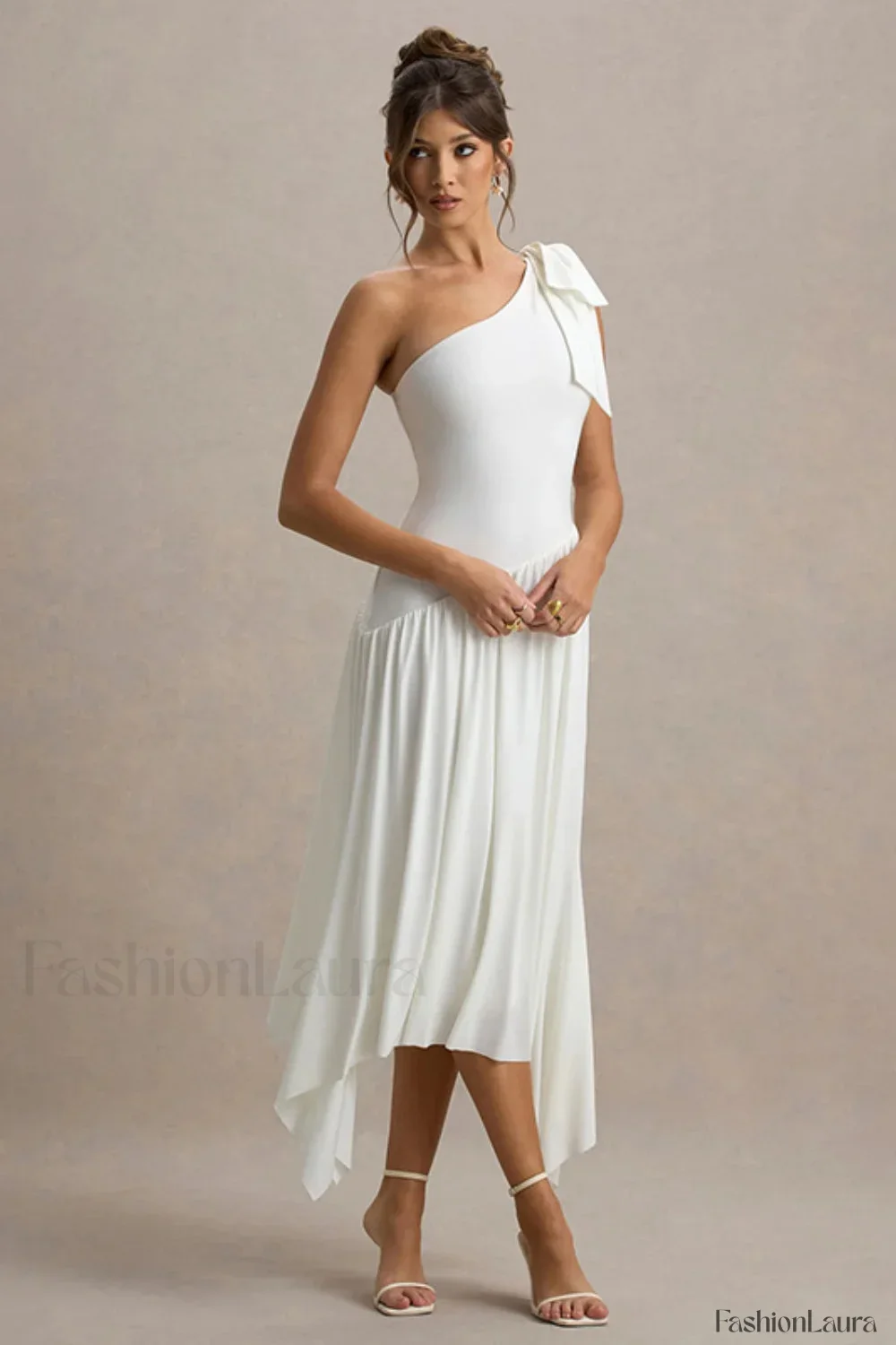 Solid Sleeveless One-Shoulder Maxi Dress - Image 12