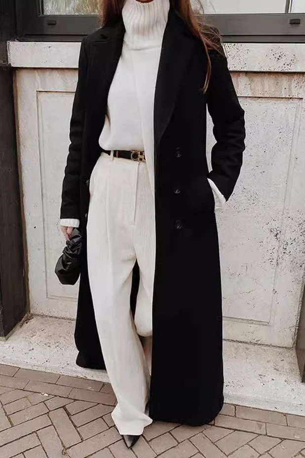 Solid Wool Blend Longline Coat - Image 3