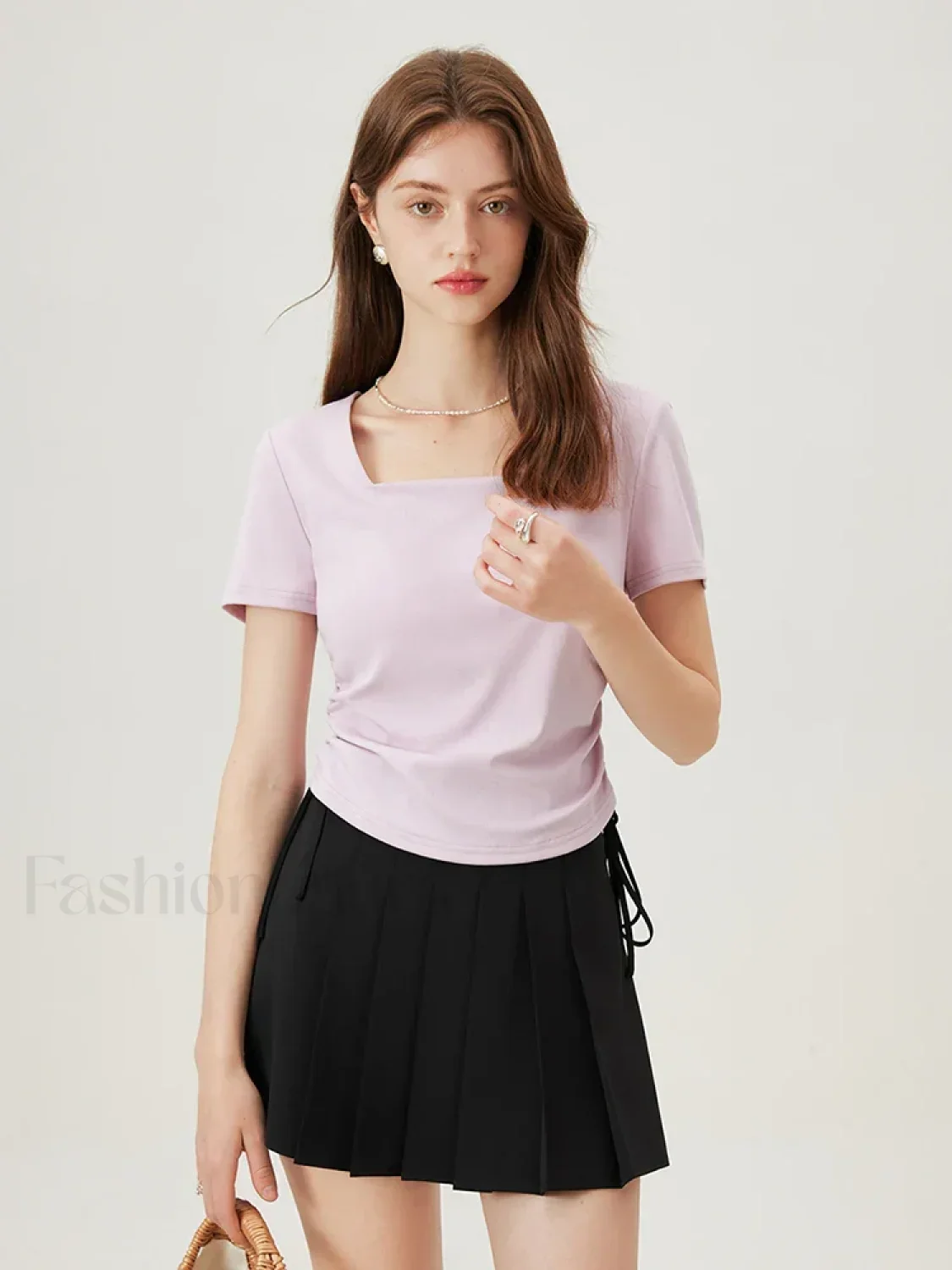 Square Collar Casual Elegant T-Shirt - Image 6