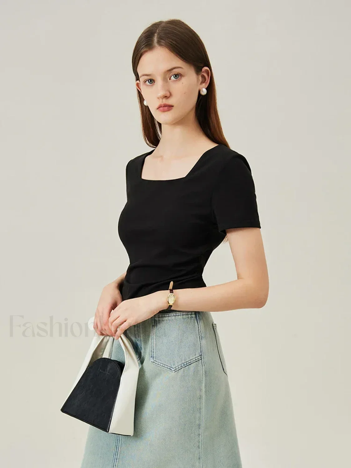 Square Collar Casual Elegant T-Shirt - Image 9