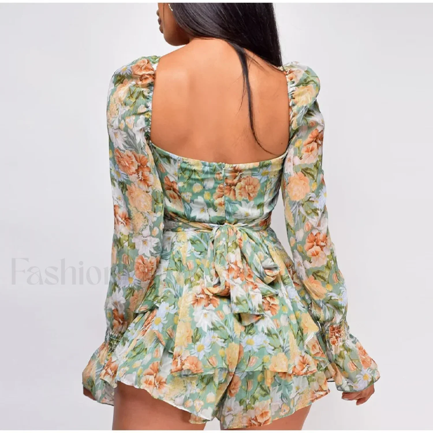 Square Neck Jumpsuit Floral Dress - Image 14