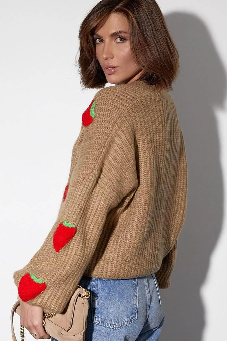 Strawberry Appliqué Chunky Knit Sweater - Image 18