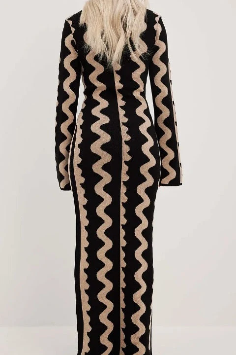 Striped Contrast Slim Knit Sweater Dress - Image 6