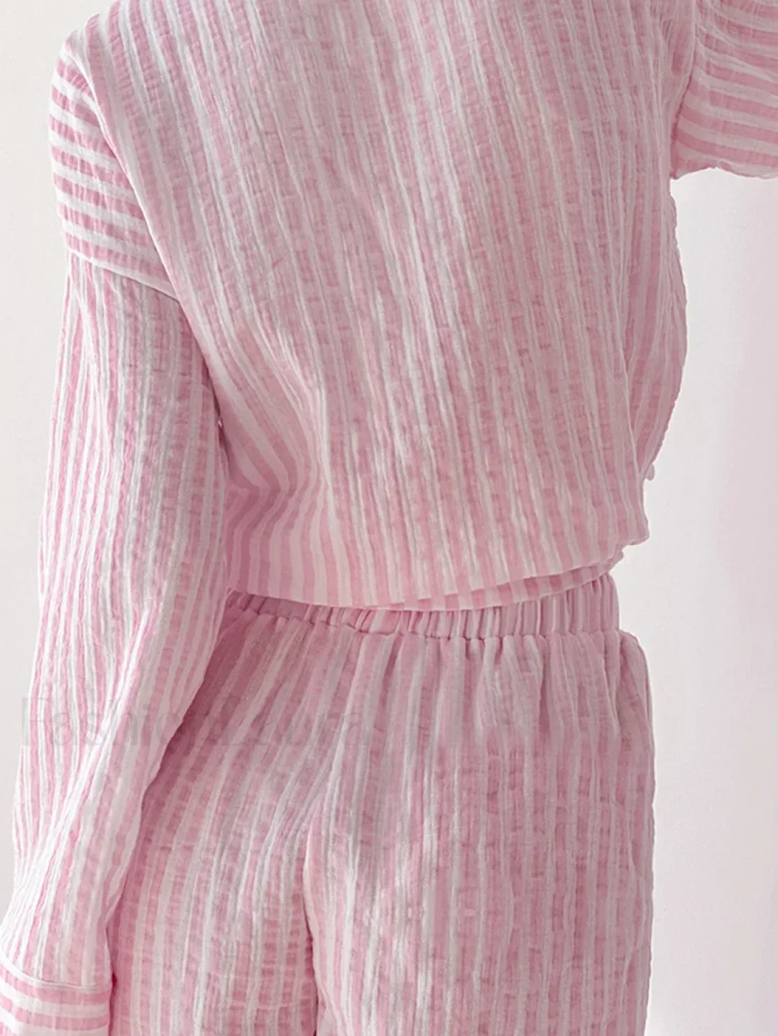 Striped Long Sleeve Shorts Two Piece Set - Image 4