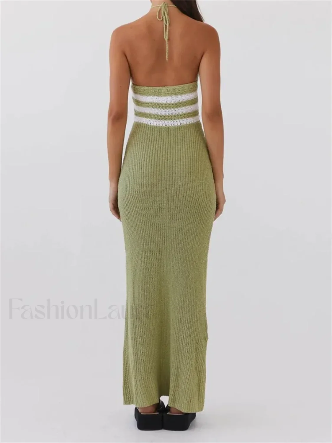 Striped Off Shoulder Patchwork Maxi Dress - Image 9
