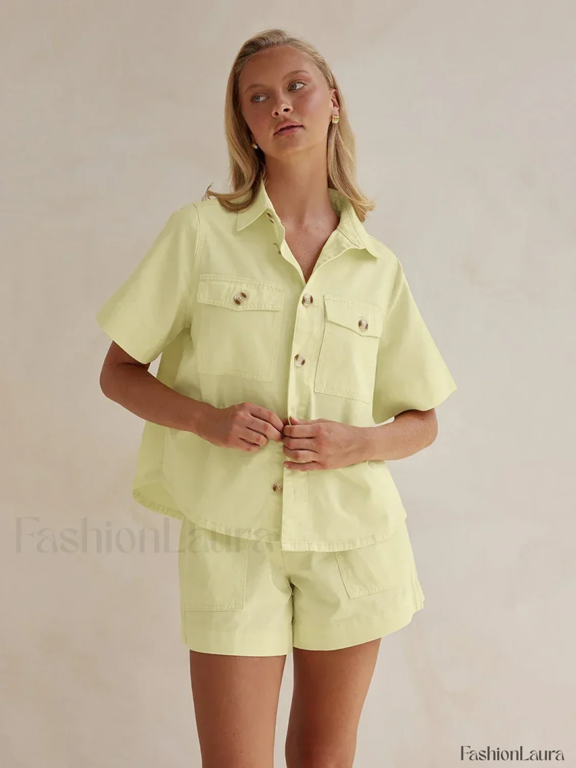 Summer Short Sleeve Pajama Shorts Two Piece Set - Image 10
