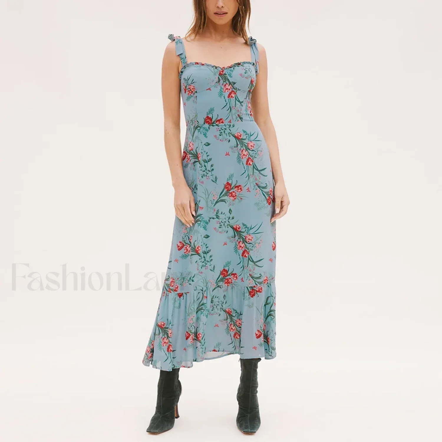 Sweetheart Tie-Strap Floral Dress - Image 20