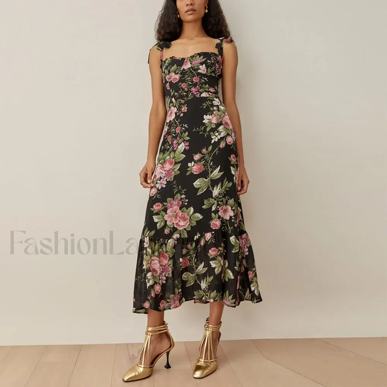 Sweetheart Tie-Strap Floral Dress - Image 8