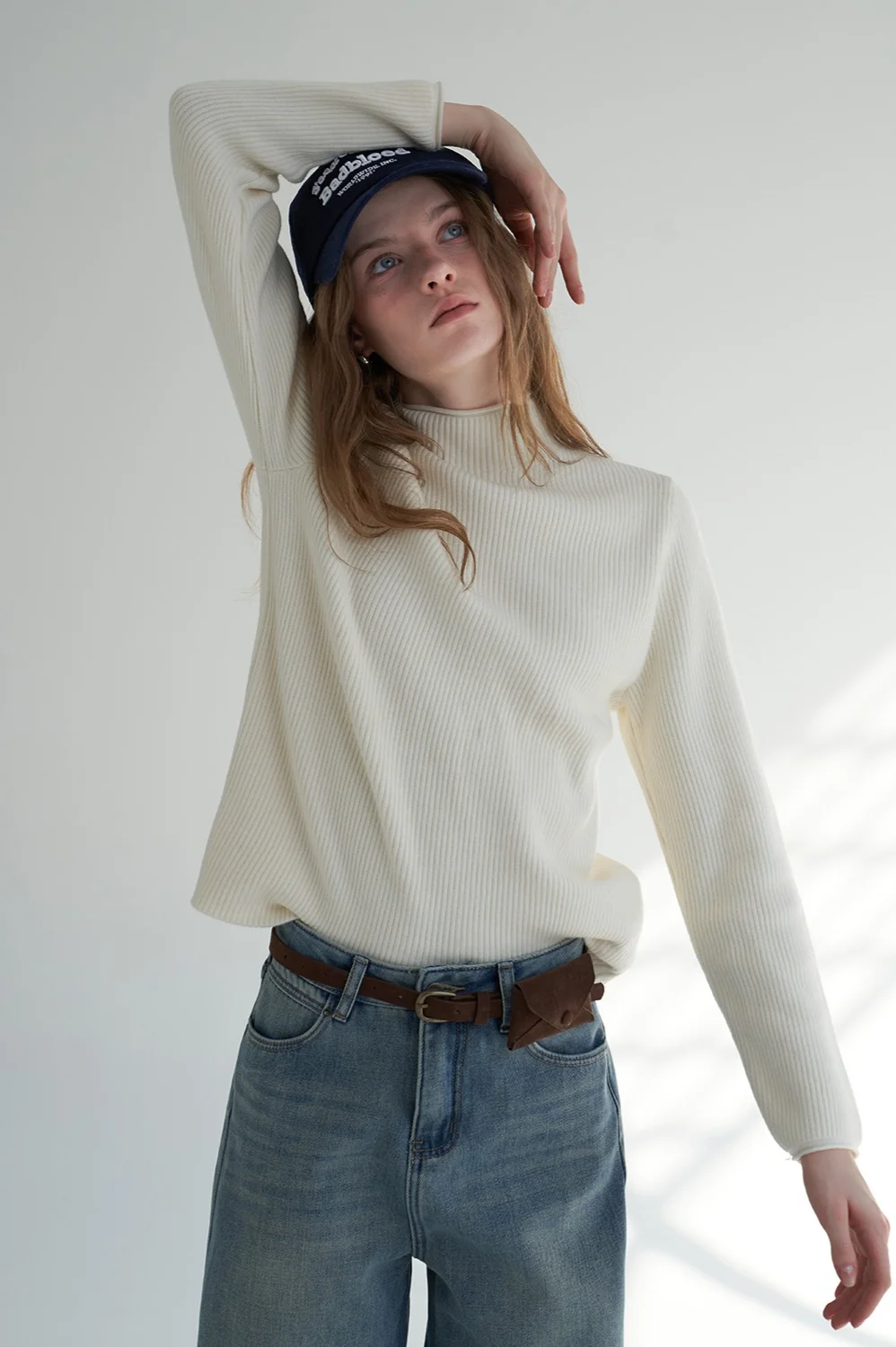 Thermal Mock Neck Solid Knit Top - Image 15