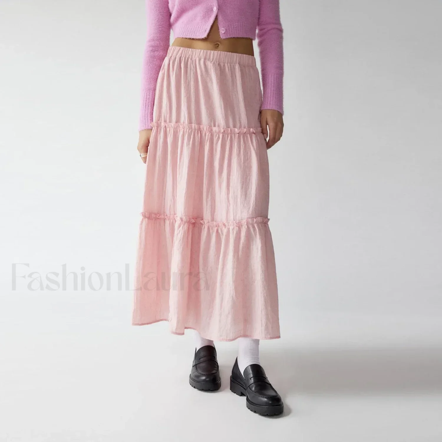 Tiered Pleated Swing Maxi Skirt - Image 2