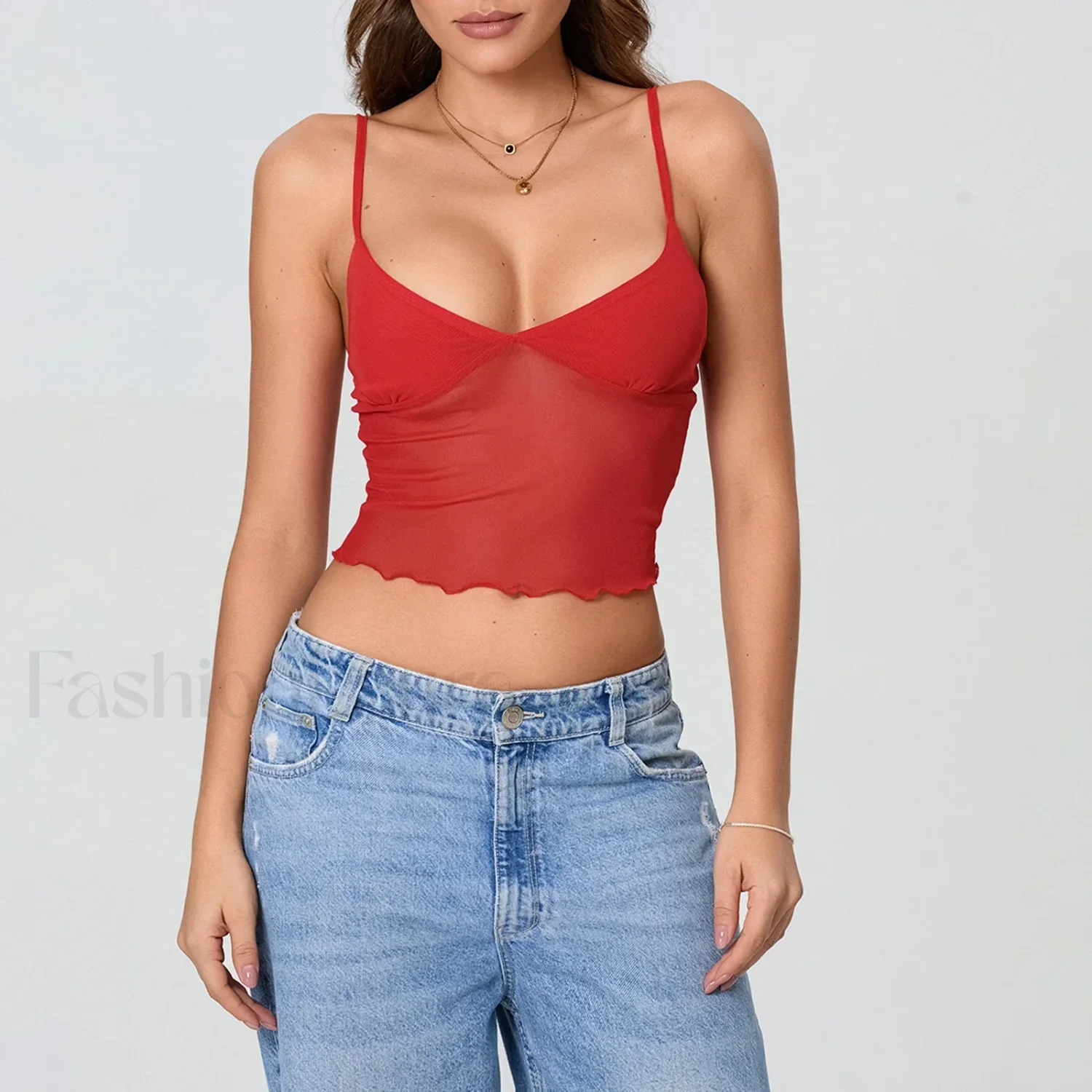 Tulle Spaghetti Strap Crop Top - Image 11