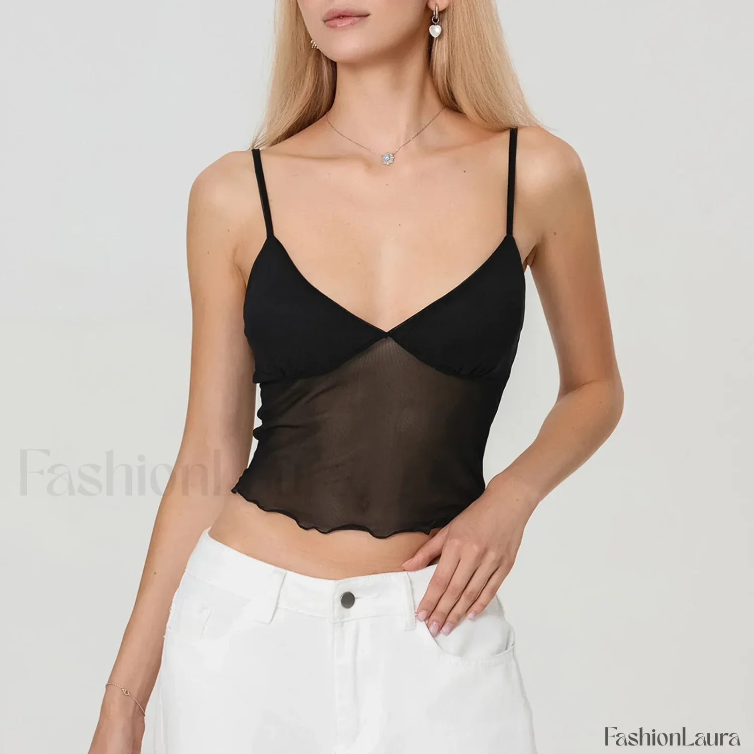 Tulle Spaghetti Strap Crop Top - Image 20